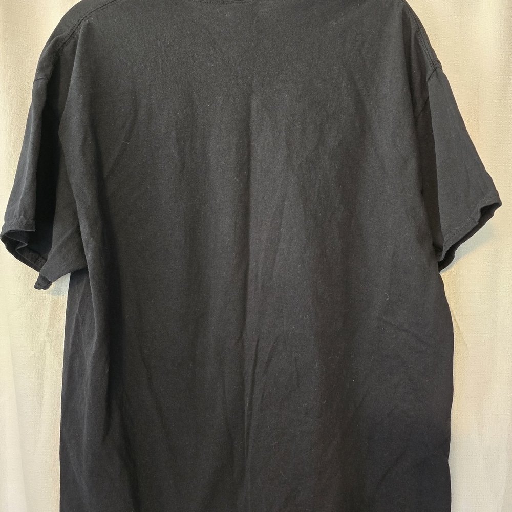 Y2K 90s Gildan Vintage Black Short Sleeve Tee with Wolf Lightning Twilight XL - Picture 5 of 5